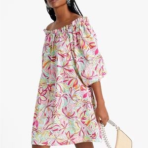 Kate Spade Anemone Floral Off-the-shoulder Dress with Belt